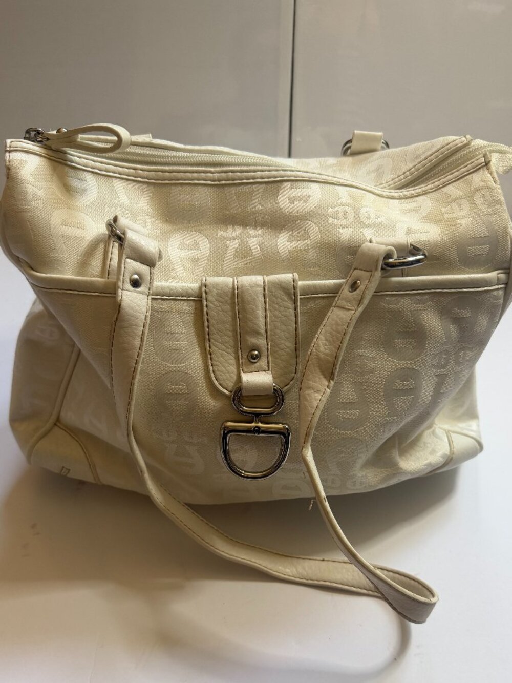 Aigner Monogram Cream Satchel